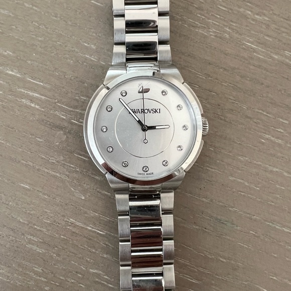 Silver Swarovski watch with crystals mint condition womens - Picture 4 of 8